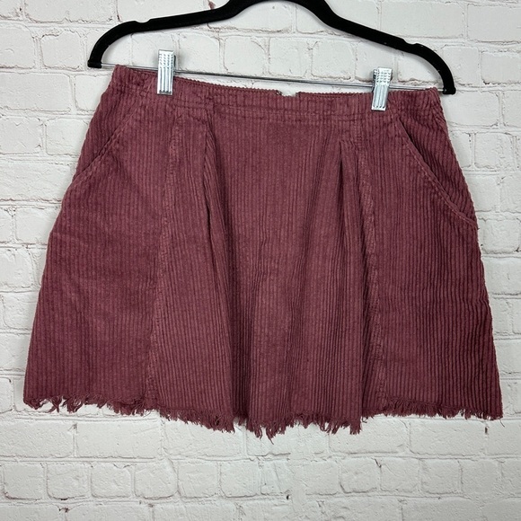 Free‎ People We the Free Corduroy pleated raw hem skirt, sz 8, GUC - Picture 1 of 6